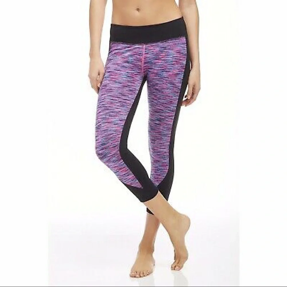 Fabletics Black Stripe Sydney Cropped Leggings XS